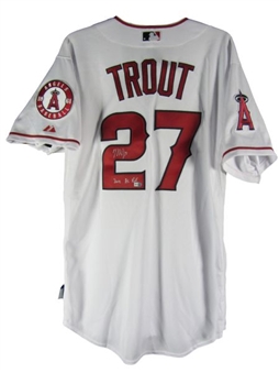 2012 Mike Trout On-Field Cool Base Signed and Inscribed Rookie of the Year Angels Home Jersey